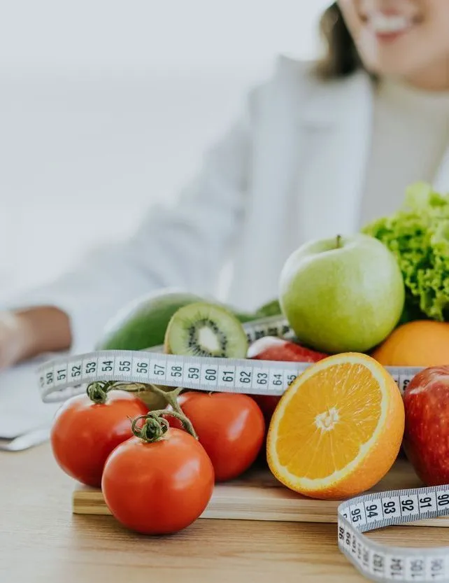 Weekly meal planning board with fresh seasonal produce